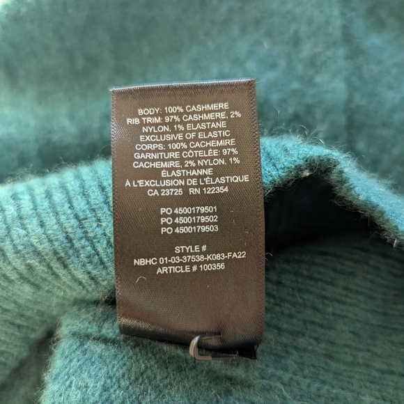 Aritzia Babaton Forest Green Luxe 2 Ply Cashmere Sweater Kath Mockneck Size 2XS - Picture 8 of 9